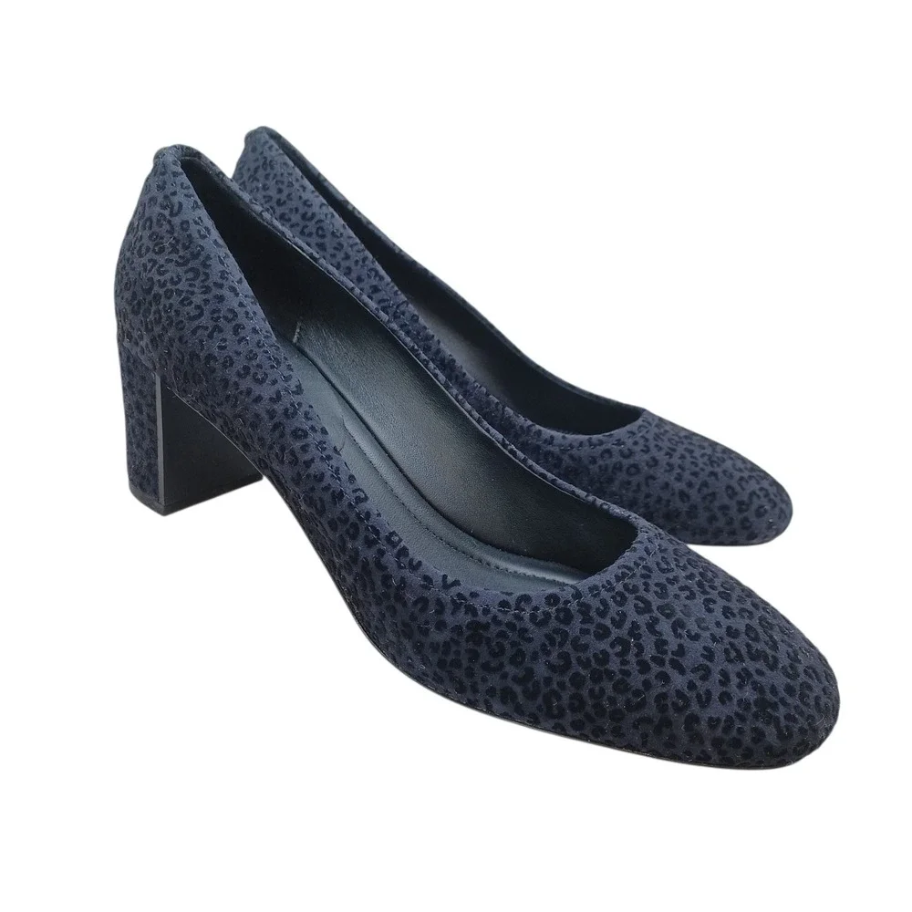 Donald J Pliner‎ Heels Womens US 9.5 Black Suede Leather Leopard Print Pumps
